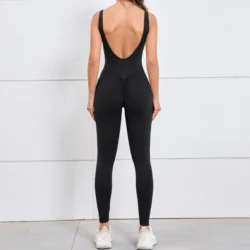 V Back One-piece Suit Women Sports Jumpsuit Solid Yoga Rompers Backless Sportswear Women Sleeveles Workout Bodysuits Female