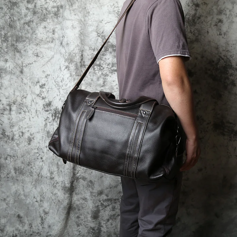 NZPJ Vintage Leder Männer Reisetasche Natürliche Rindsleder Handtasche Lässig Schulter Messenger Computer Tasche Große Kapazität Gepäck Tasche – Detail 3