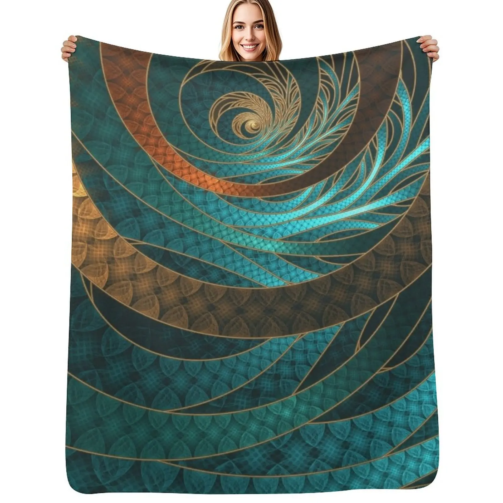 Beautiful Corded Leather Turquoise Fractal Bangles Throw Blanket Bed Fashionable Hairys Luxury Throw Shaggy Blankets