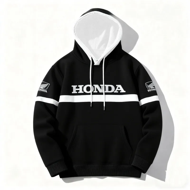 

2025 New Autumn/Winter Fashion Street Honda Racing Team Race Rider Motorcycle Racing Hoodie Men's Cycling Velvet Warm Hoodie