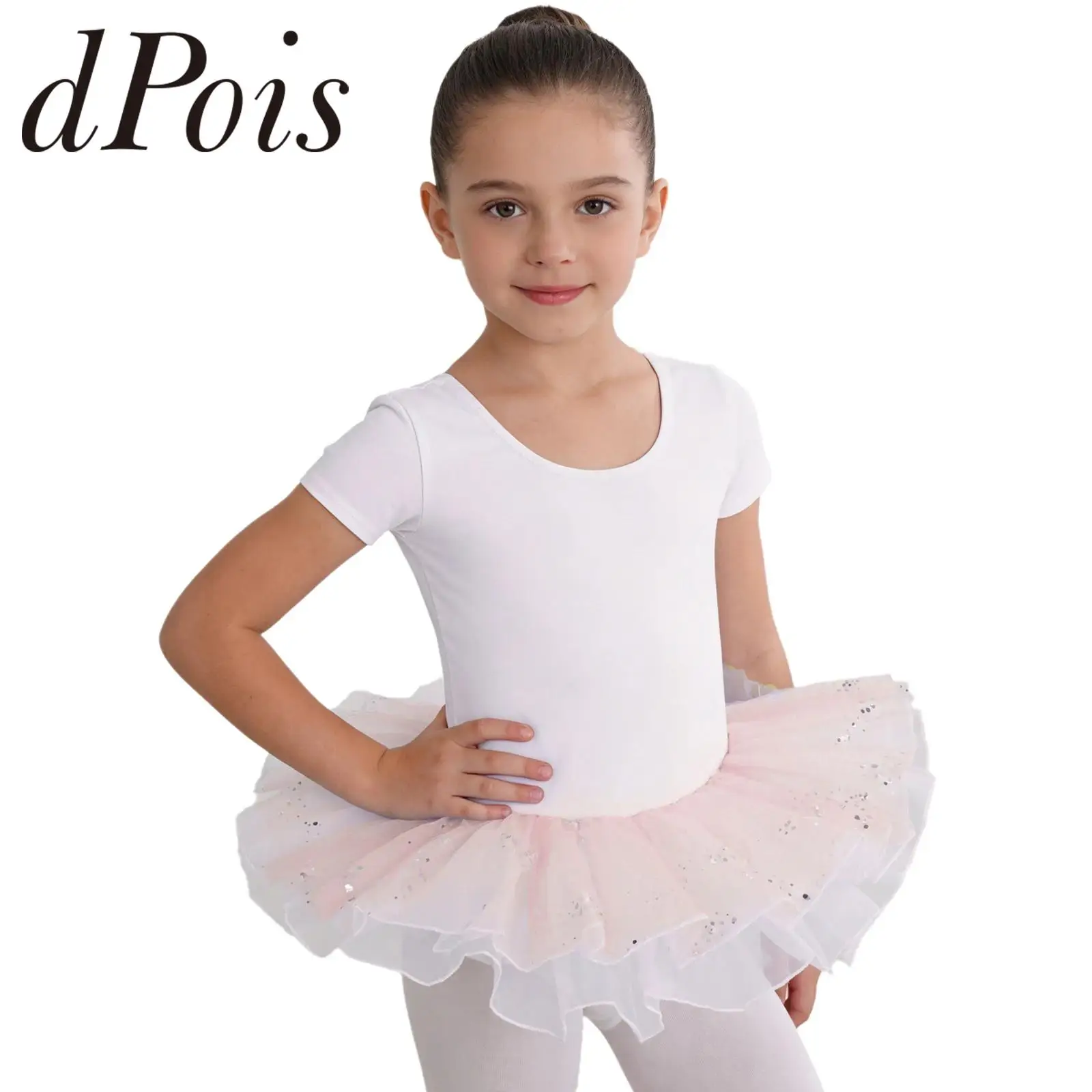 

for Dance Competition Girls Layered Tulle Tutu Skirt Elastic Waistband Glittery SequinPractice Performance Ballet Dance Costume
