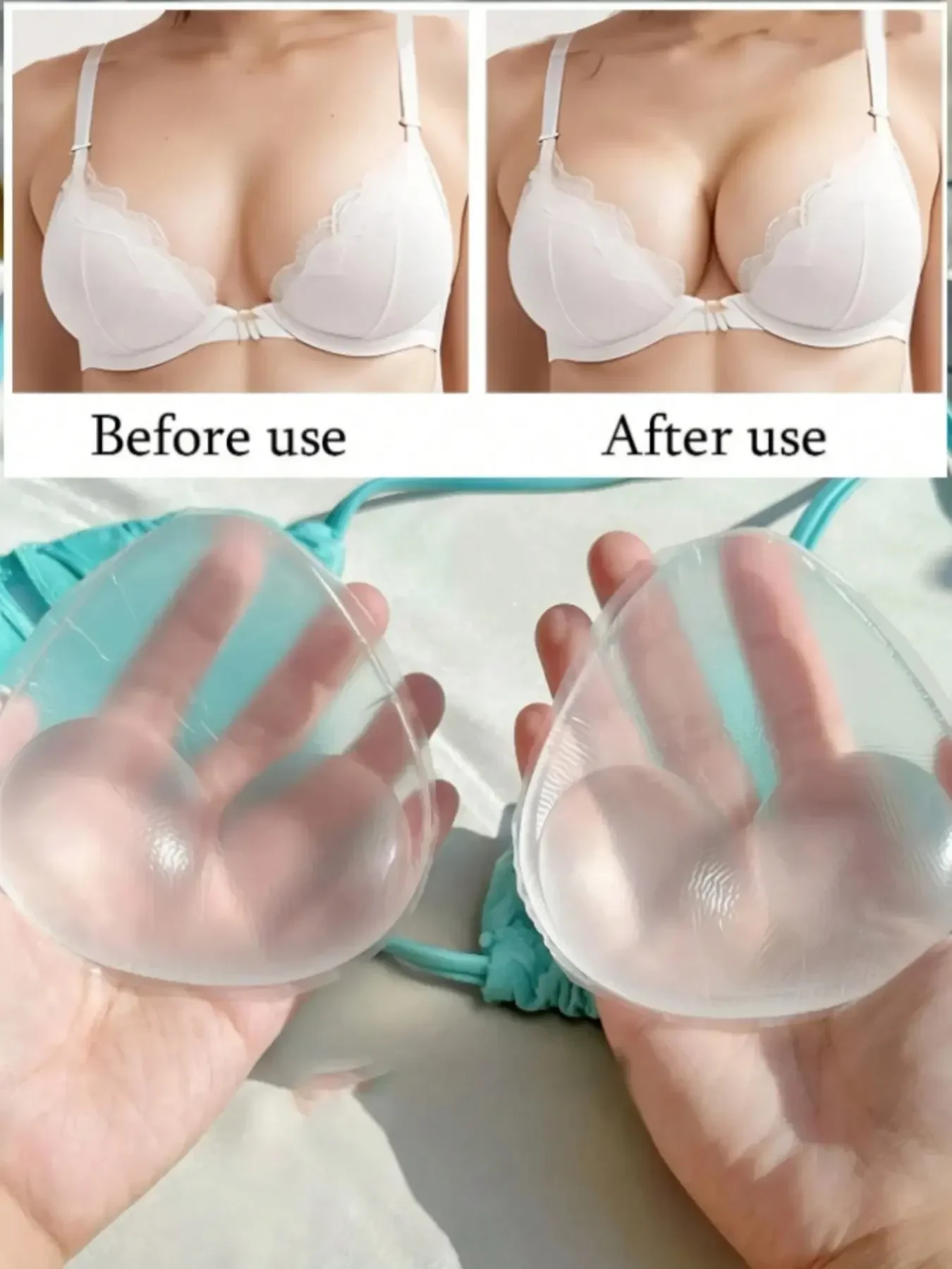 1 Pair Women's Silicone Bra Inserts, Fashion Bra Inserts, Triangle-Shaped Silicone Push‑Up Breast Inserts Pads, Reusable Enhancer Cups, Waterproof Silicone Bust Inserts, Invisible Lift & Gather Design for Swimwear & Sports Bras