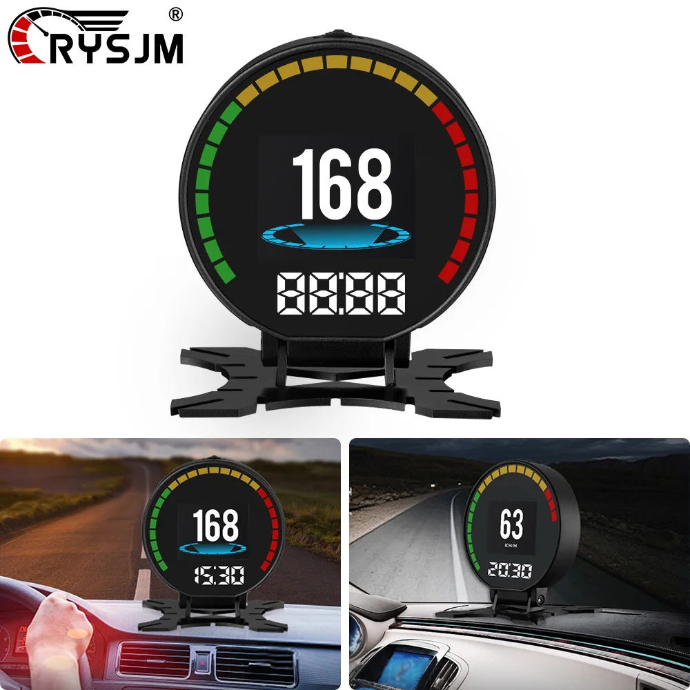 P15 OBD HUD Speed Tachometer Water Temp Voltmeter Fuel Consumption Air-fuel Ratio Head Up Display on Board Computer Slope Meter