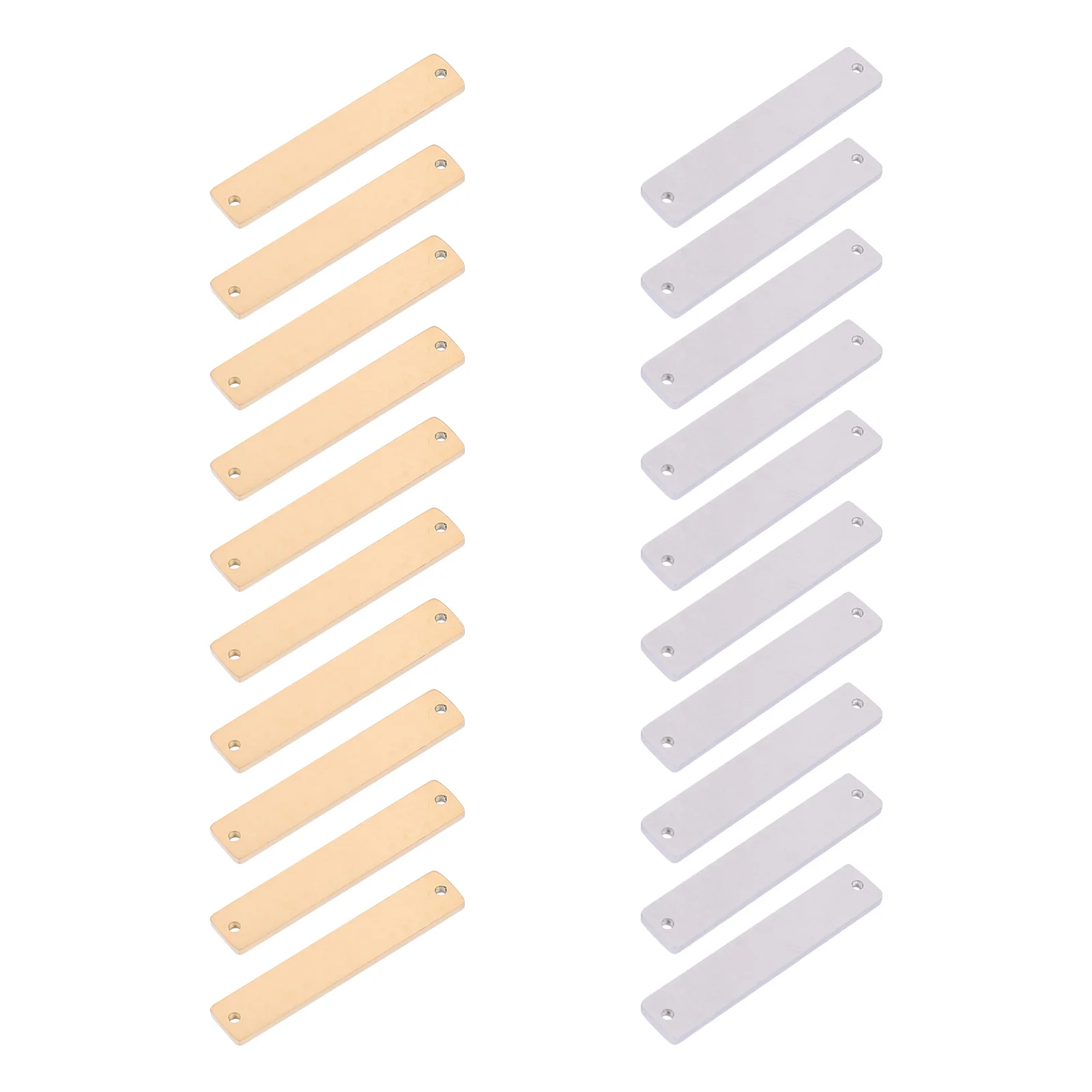20Pcs Metal Stamping Blank Rectangular Bar Pendant for DIY Jewelry Craft Stamping Tag Horizontal Stainless Steel Charm