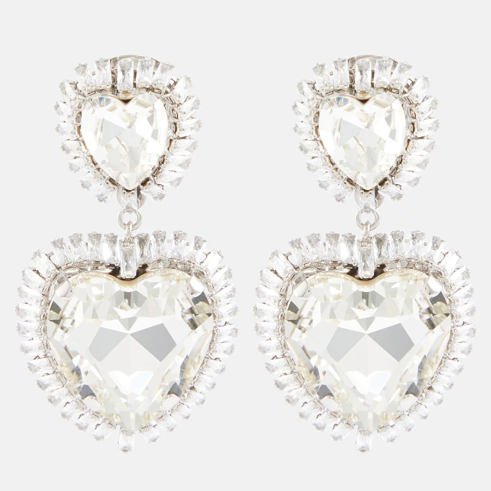 Stonefans Vintage Crystal Heart Clip on Earrings No Piercing Jewelry 2023 Bridal Accessories Zircon Ear Clip Earrings for Women