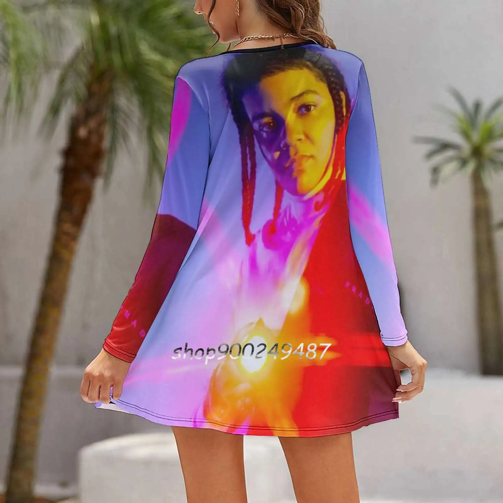 Young Ma Women Spring Autumn Long Sleeve Dress Female Casual Dress Young Ma Lights Tattoos Photoshoot Music Rapper Rap Xxl