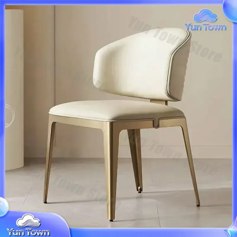 Corrugated Chair for Italian Light Luxury Leather Art Home Dining Chair Restaurant Designer Backrest Chair Hotel Negotiation