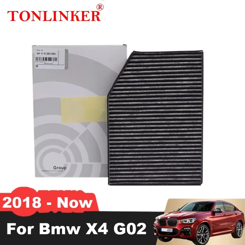 TONLINKER Cabin Filter 64119382885 For Bmw X4 G02 2nd 2018 2019 2020 2021 2022 xDrive 20d 20i 30i M40i 30d ATM Model 64119382886