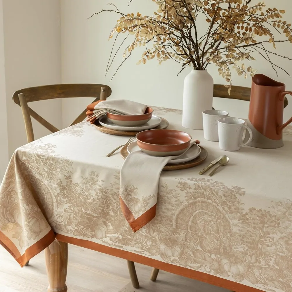 

Benson Mills Harvest Heavyweight Engineered Jacquard Fabric Tablecloth, Autumn and Thanksgiving Decor