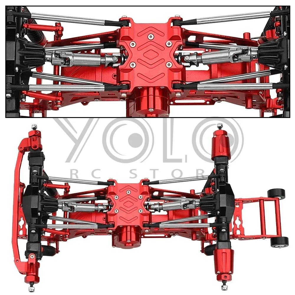 Metalowa rama podwozia 1:18 z osłami Skrzynia biegów do RC 1/18 LOSI Mini LMT 1/18 Szczotkowana ciężarówka Monster Truck Część ze stopu aluminium