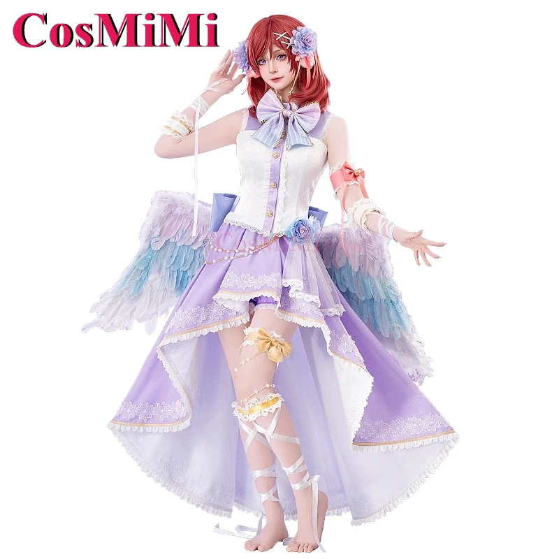 أزياء CosMiMi Anime LoveLive Nishikino Maki التأثيرية فستان أبيض لعيد الحب الملاك الحلو كرنفال ملابس لعب الأدوار