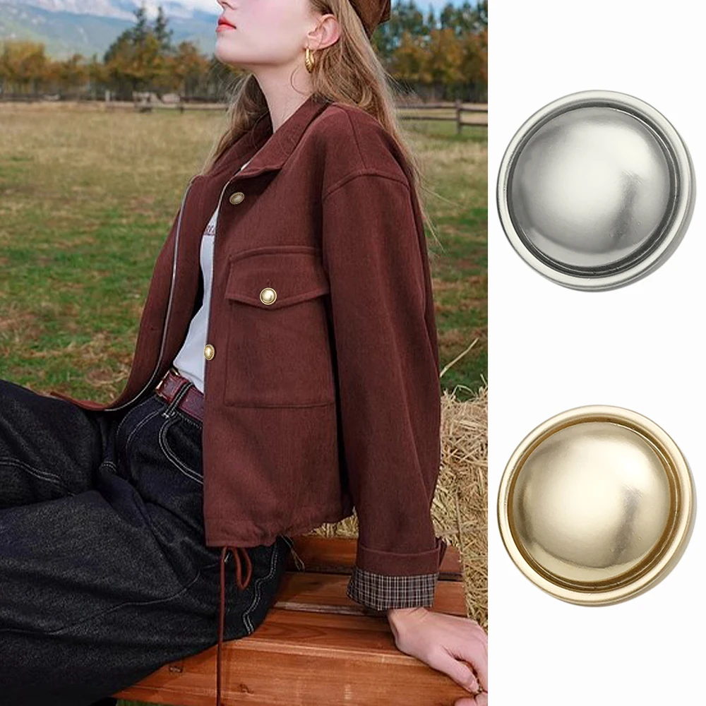 

10 Pieces Premium Simple Design Mushroom Buttons Set with 3 Sizes (15-25mm) Gold & Silver for Clothing Accessories & Home Decor