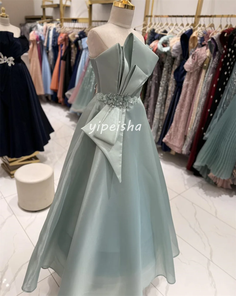 Индивидуальные современные стильные одинаковые платья трапециевидной формы с бантом из органзы и без бретелек, длинные платья на заказ, классические платья высокого качества