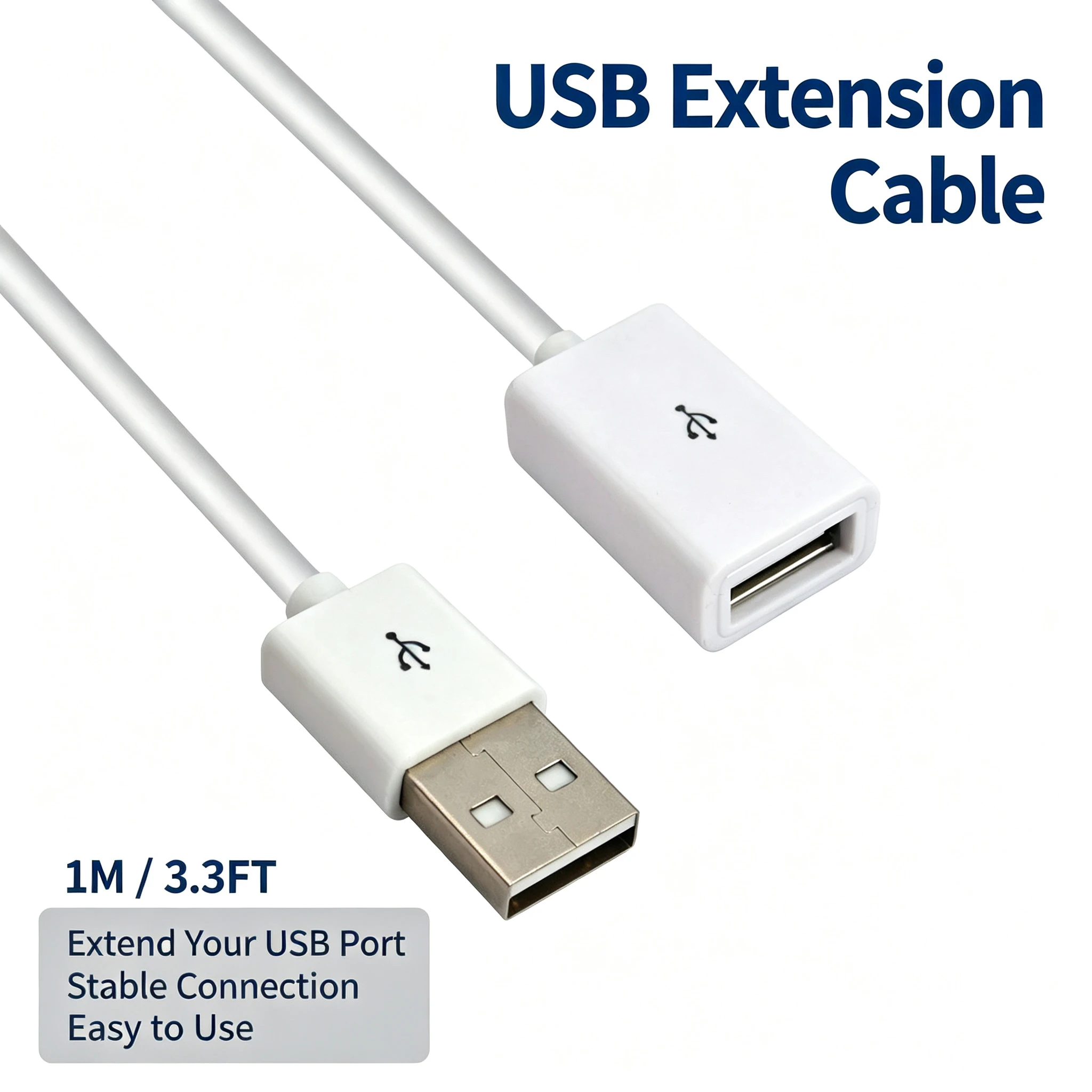 KEBIDUMEI USB 2.0 Verlängerungskabel Stecker auf Buchse, Hochgeschwindigkeits-USB 2.0 Verlängerung für Laptop PC USB-Verlängerung – Detail 2