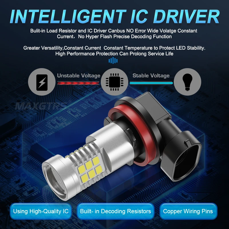 2Pcs H8 H11 Led HB4 9006 HB3 9005 Fog Lights Bulb 2835SMD 1500LM 6000K White Car Driving Running Lamp Auto Leds Light 12V 24V
