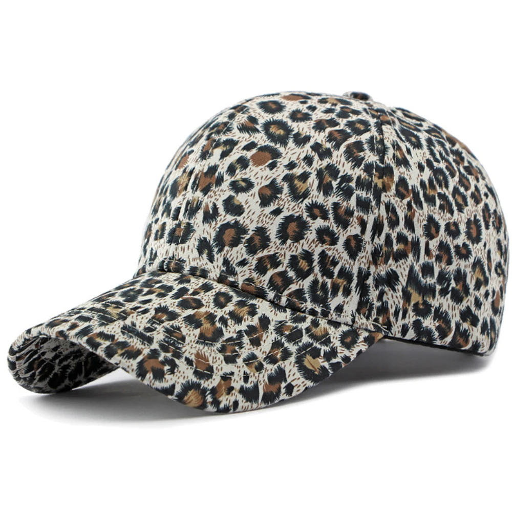 

HT4370 Spring Summer Sun Cap for Women Men Adjusted Baseball Cap Male Female Leopard Baseball Hat Unisex Breathable Snapback Cap