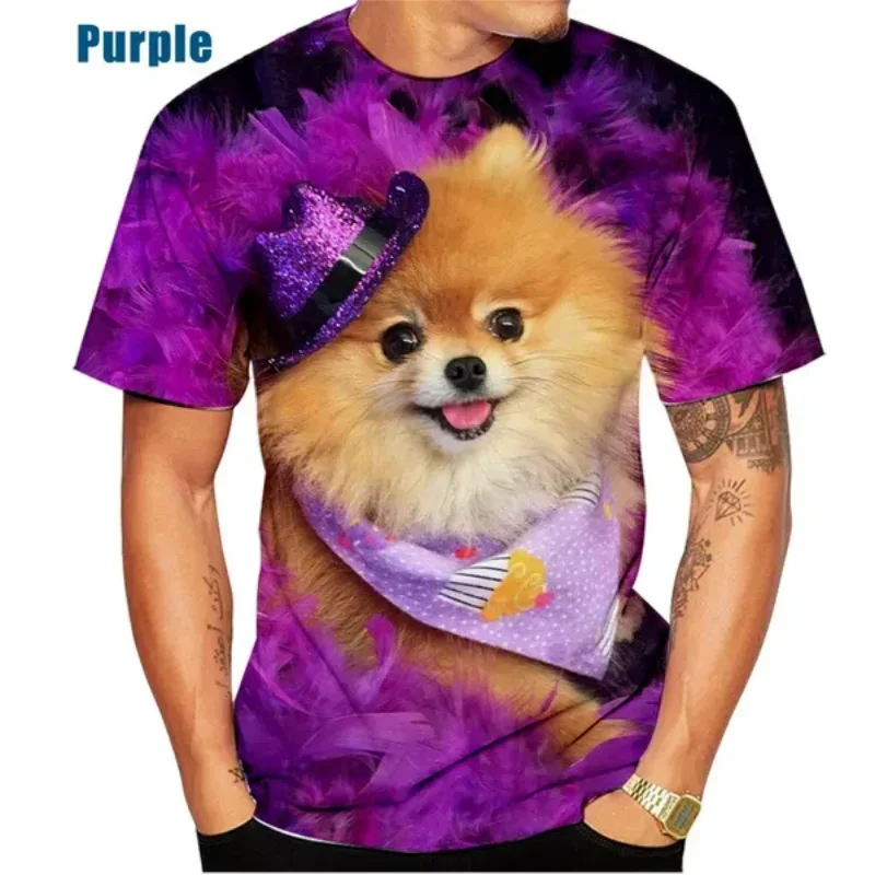 Fashion New Women Clothing Cute and Funny Dog Pomeranian 3D Print T-shirt Personalized Harajuku Street Unisex Oversized T Shirt