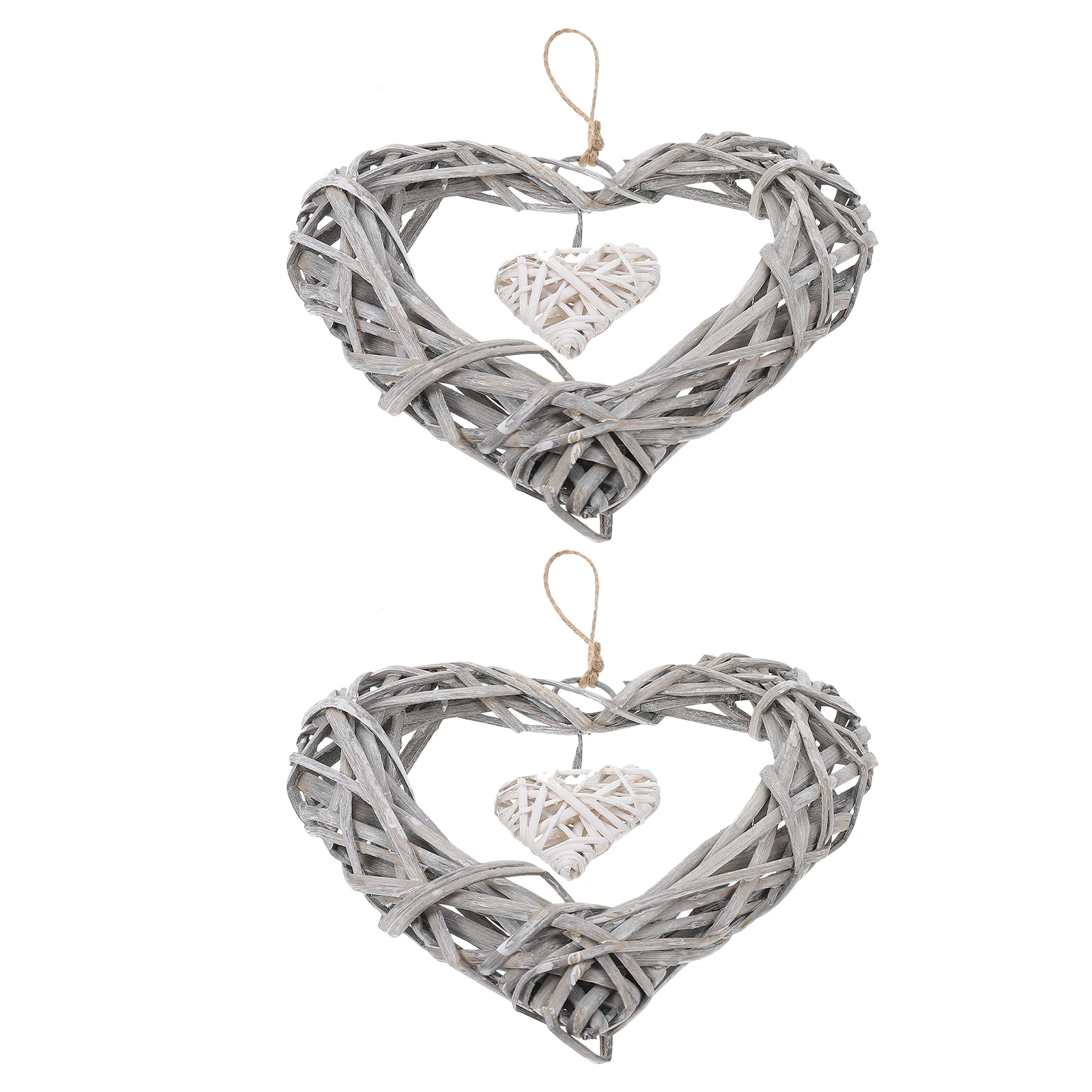 

2 Pcs Heart Woven Decor Pendant Home Decor Necklace Heart Shaped Wedding Crafts Creative Gifts Christmas Birthday