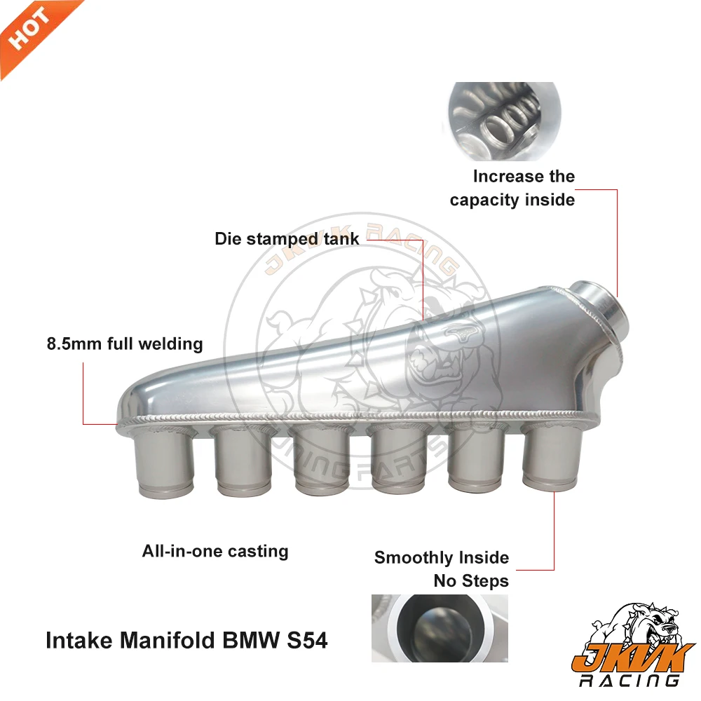 

JKVK RACING Алюминиевый впускной коллектор с ЧПУ с комплектом топливных направляющих для двигателя B MW S54 E46 M3 3.0L 2001-2006 TIG Welded