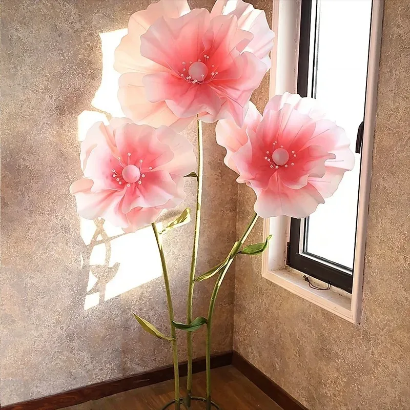

【Hot Sale】 Large Wedding Decor Props Artificial Flowers Poppy Flowers Window Display Garden Decoration Photography Prop Stage Or
