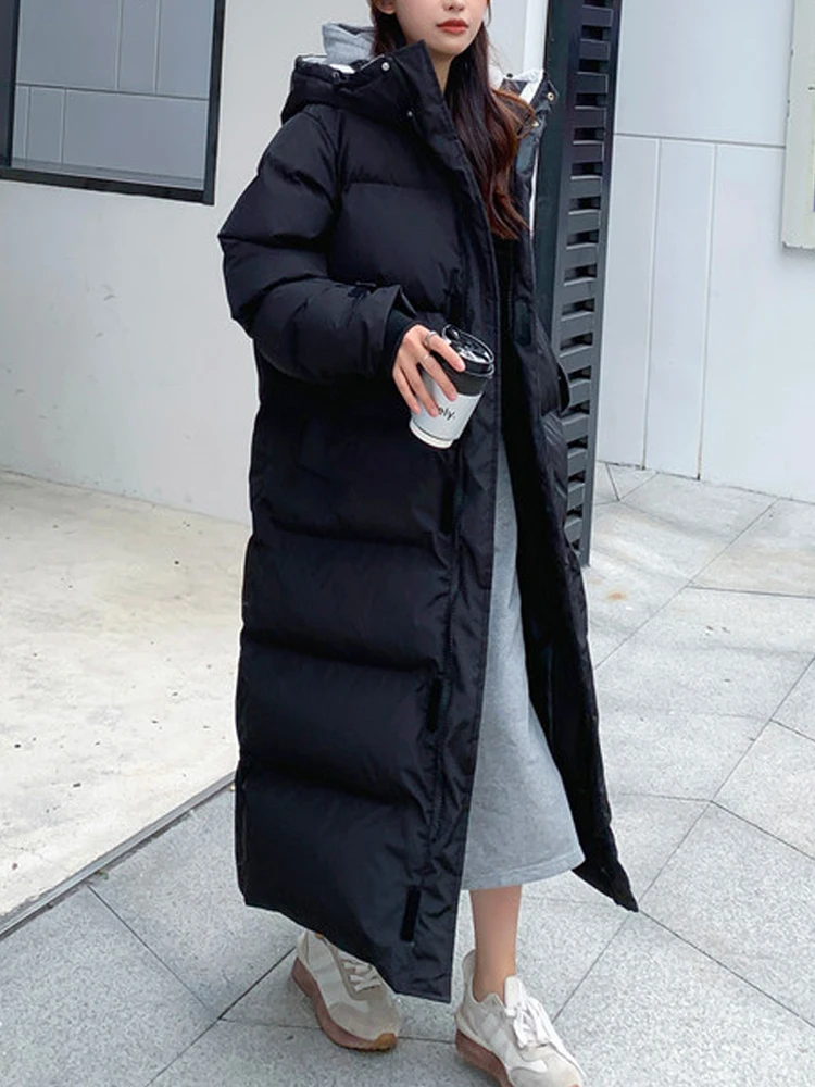 Long Parkas Women Oversized Down Padding Coats Female Winter Fashion Thick Warm Jackets Ladies Casual Loose Hooded Outerwears