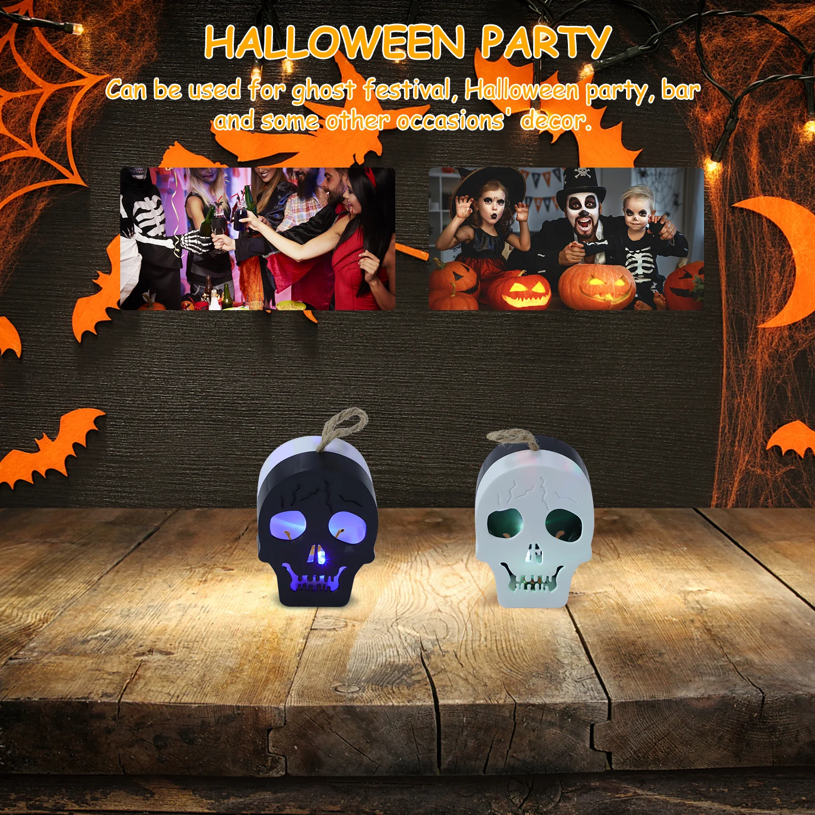 

4Pcs Halloween LED Light Handheld Lamp Layout Props Operated Halloween Decoration Gift for Home