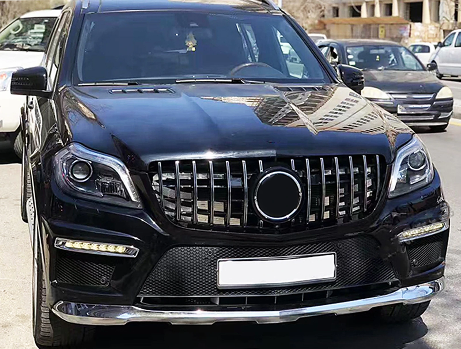 Frontgrill für Mercedes-Benz GL-Klasse X166 2013-2015 Sport GL500 GL550 GL63 GT-Style Oberer Stoßfänger Kühlergrill Rennsport-Grill