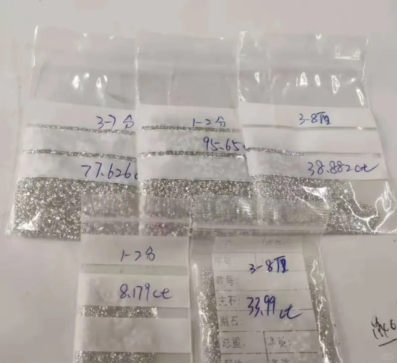 Melee CVD Lab Diamond 0.7mm 1mm 2mm 3mm Small Diamond Wholesale Tiny Diamond Side Stone D E Color VVS Lab Grown Diamond