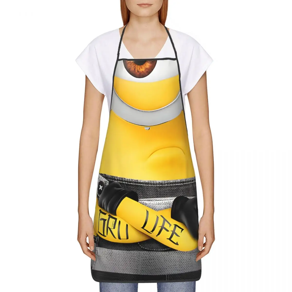 Funny Minions Gru Life Bad Minion Tattoo Apron Men Women Unisex Kitchen Chef Despicable Me Tablier Cuisine Cooking Baking