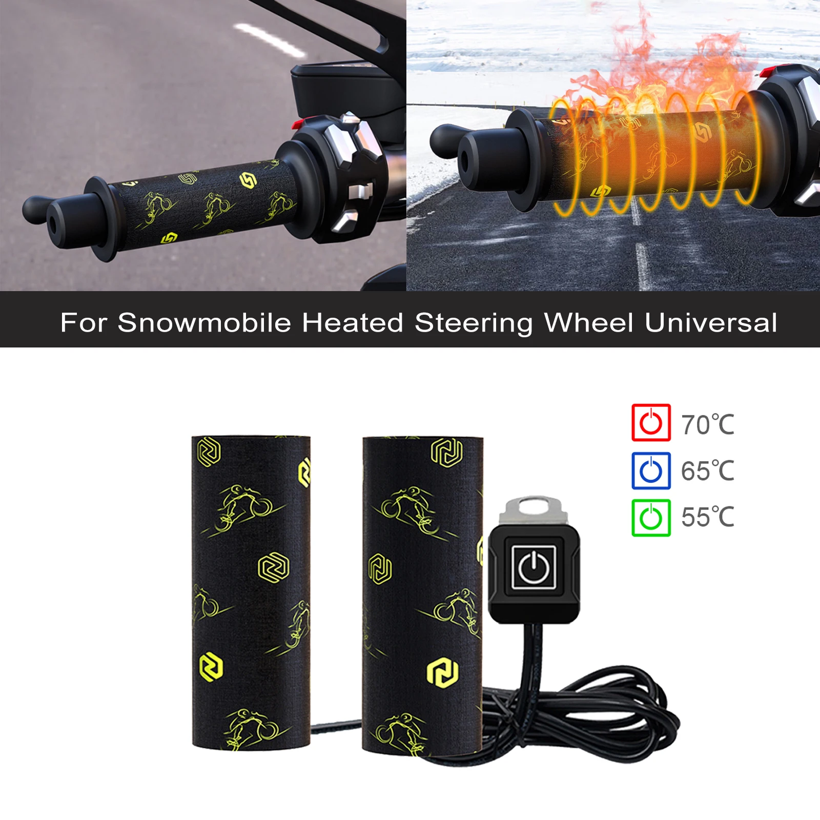 Universal 12V Motorcycles Heated Handles Grips Snowmobile ATV Handlebar Heater Warmer Kit For Snowmobile Heated Steering Wheel