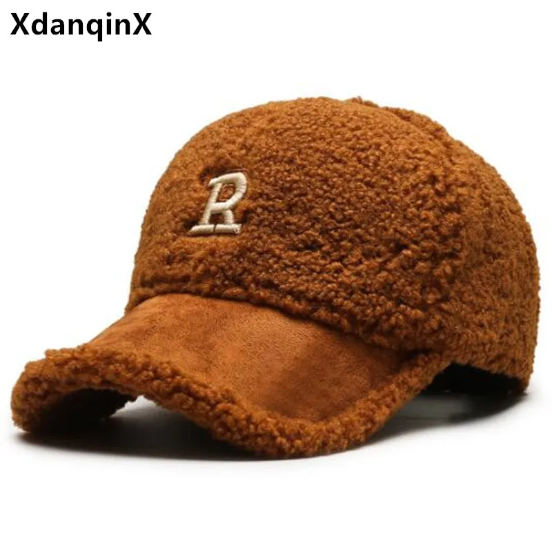 

Winter Women's Hats Lambhair Warm Baseball Cap Fashion Embroidery Personality Hip-hop Hat Party Caps Adjustable Size Girls Hat