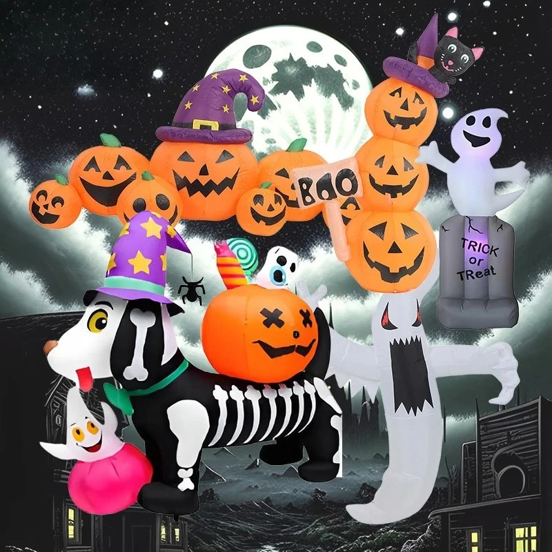 For Halloween Inflatable Toys Terror Decorations Built-in LED Lights Courtyard Prop Inflatable Model Outdoor Ornament Party Gard