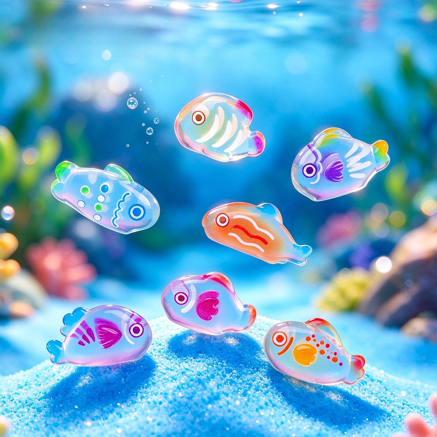 100pcs Wholesale Colorful Mini Marine Fish Landscaping DIY Keychain Decorations Hanging Accessories Dollhouse Oranment
