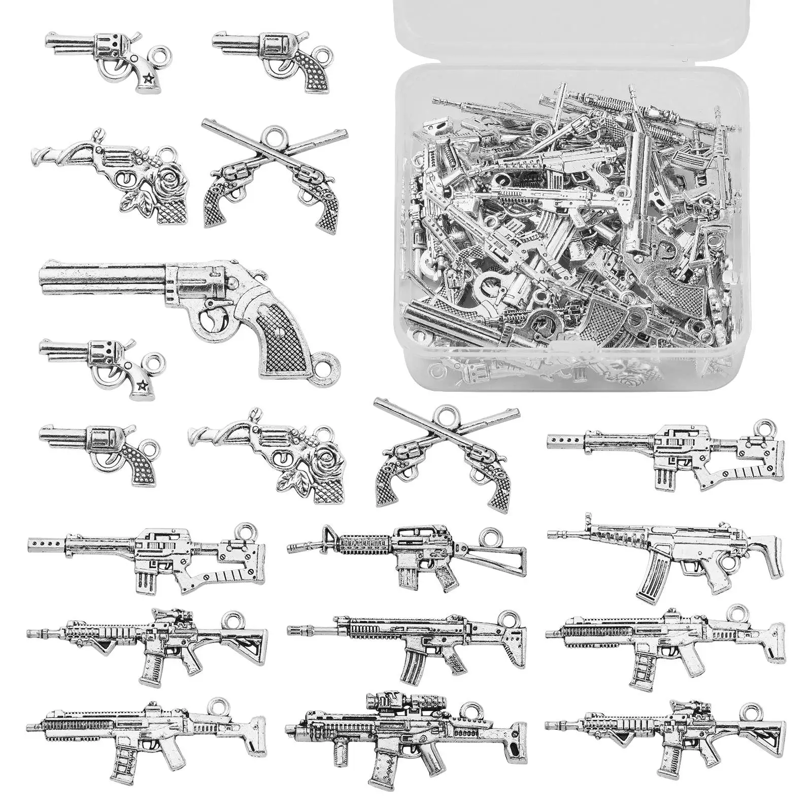 PandaHall 90 Stück Tibetische Gewehr-Anhänger Vintage Maschinengewehr-Charms für Schmuckherstellung und Armband-Zubehör – Detail 3