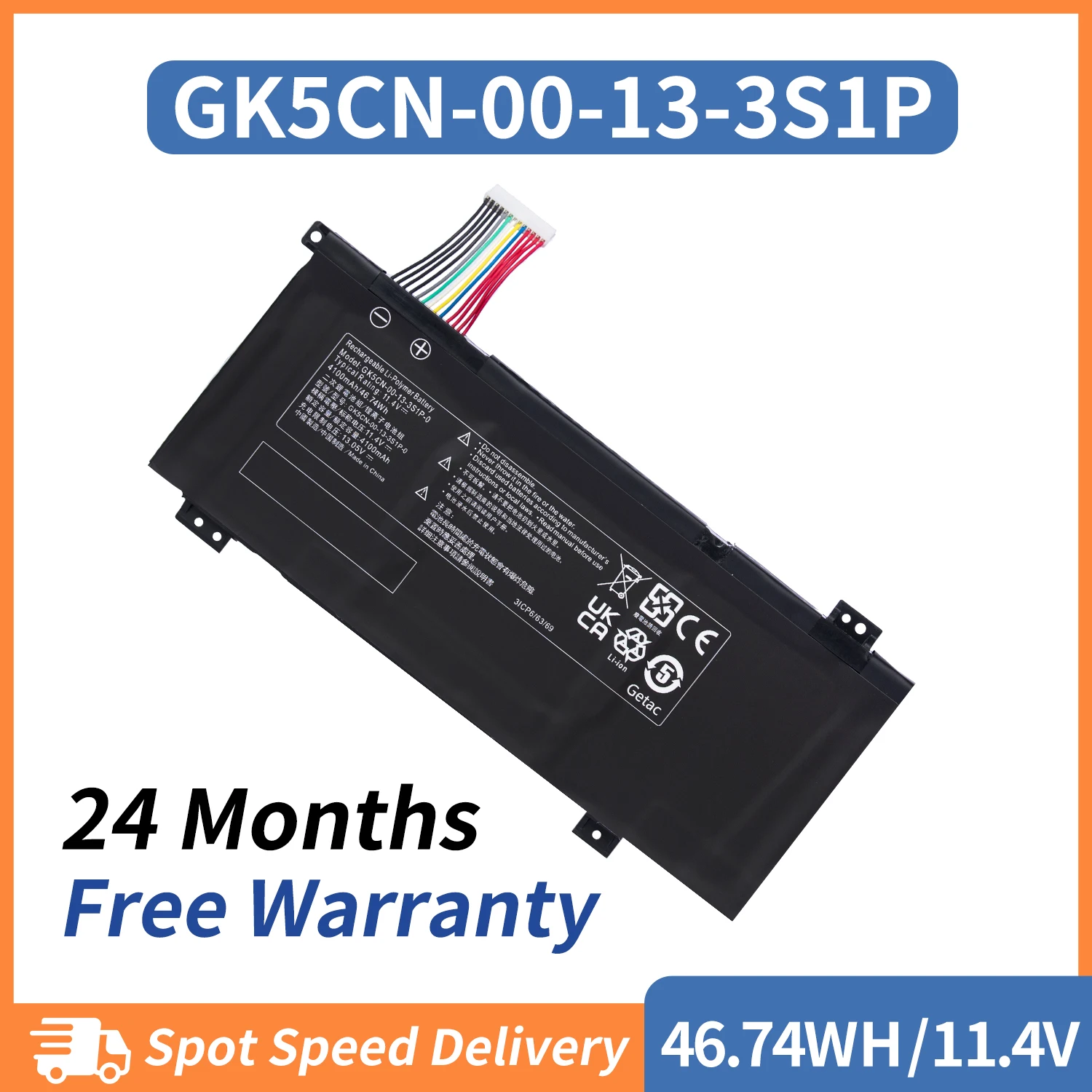 AUSSY GK5CN-00-13-3S1P-0 46.74Wh/11.4V بطارية ل MECHREVO X8Ti Z2 MACHENIKE T90 Plus T90-T3p F117-B F117-B6 GK5CN GK5CN4Z GK7C