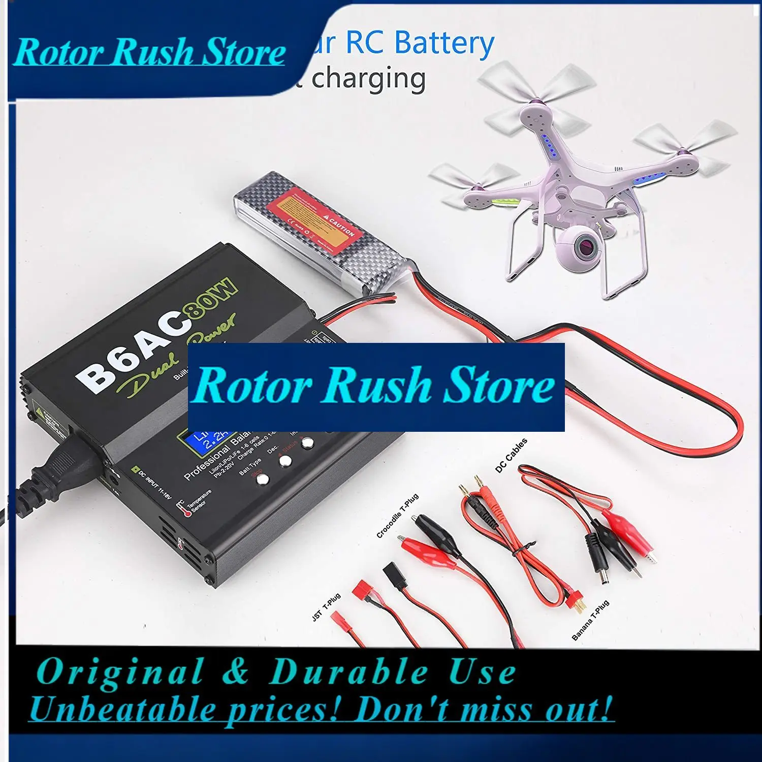 RoRuSiMAX B6AC 80W 6A Lipo Battery Balance Charger LCD Display Discharger For RC Model Li-ion LiFe Nimh Nicd PB Lipo Battery Cha