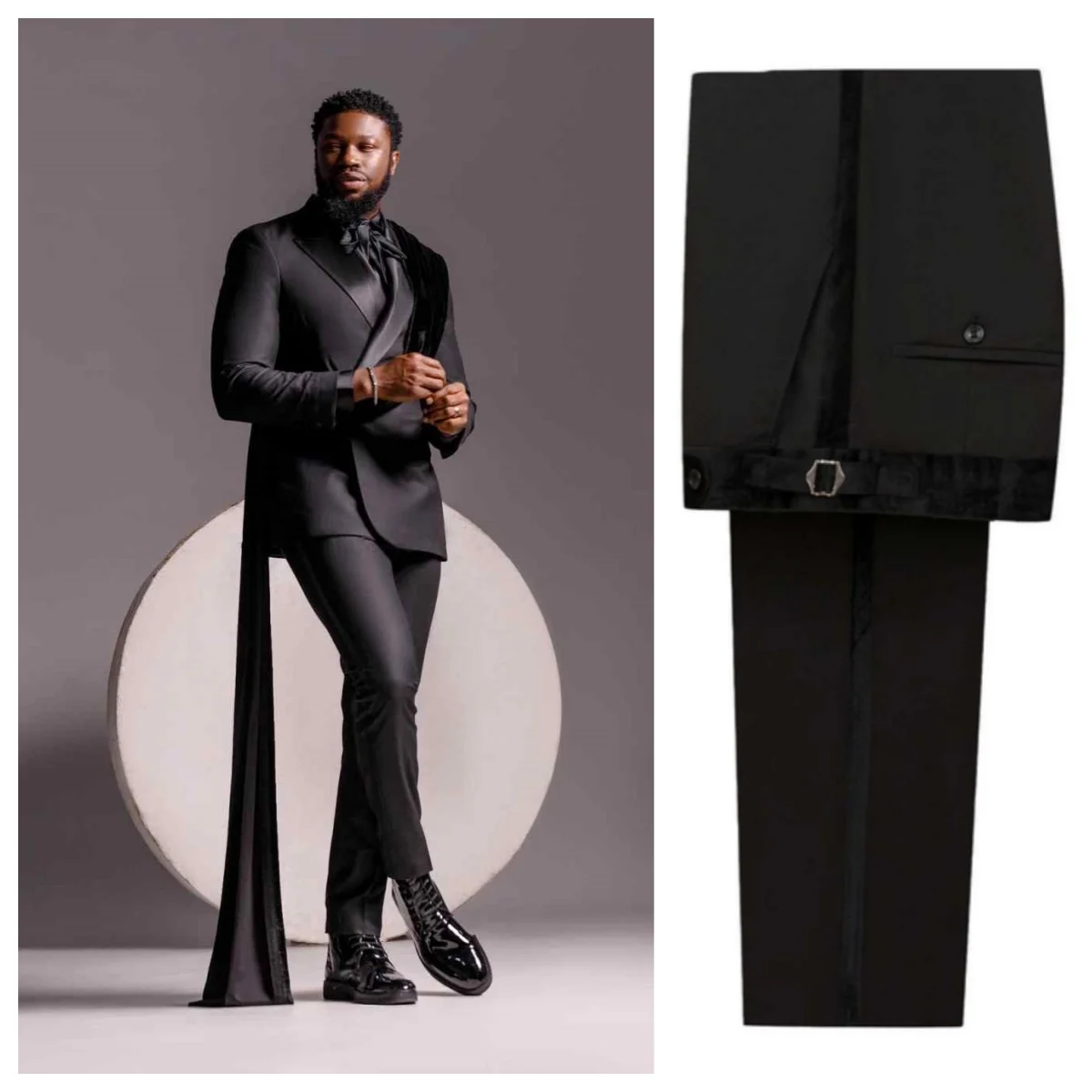 

Handsome Man Tuxedos 2 Piece Set Jacket Pants Velvet Ribbon Men Suit Fashion Peaked Lapel Evening Wedding Groom Customized