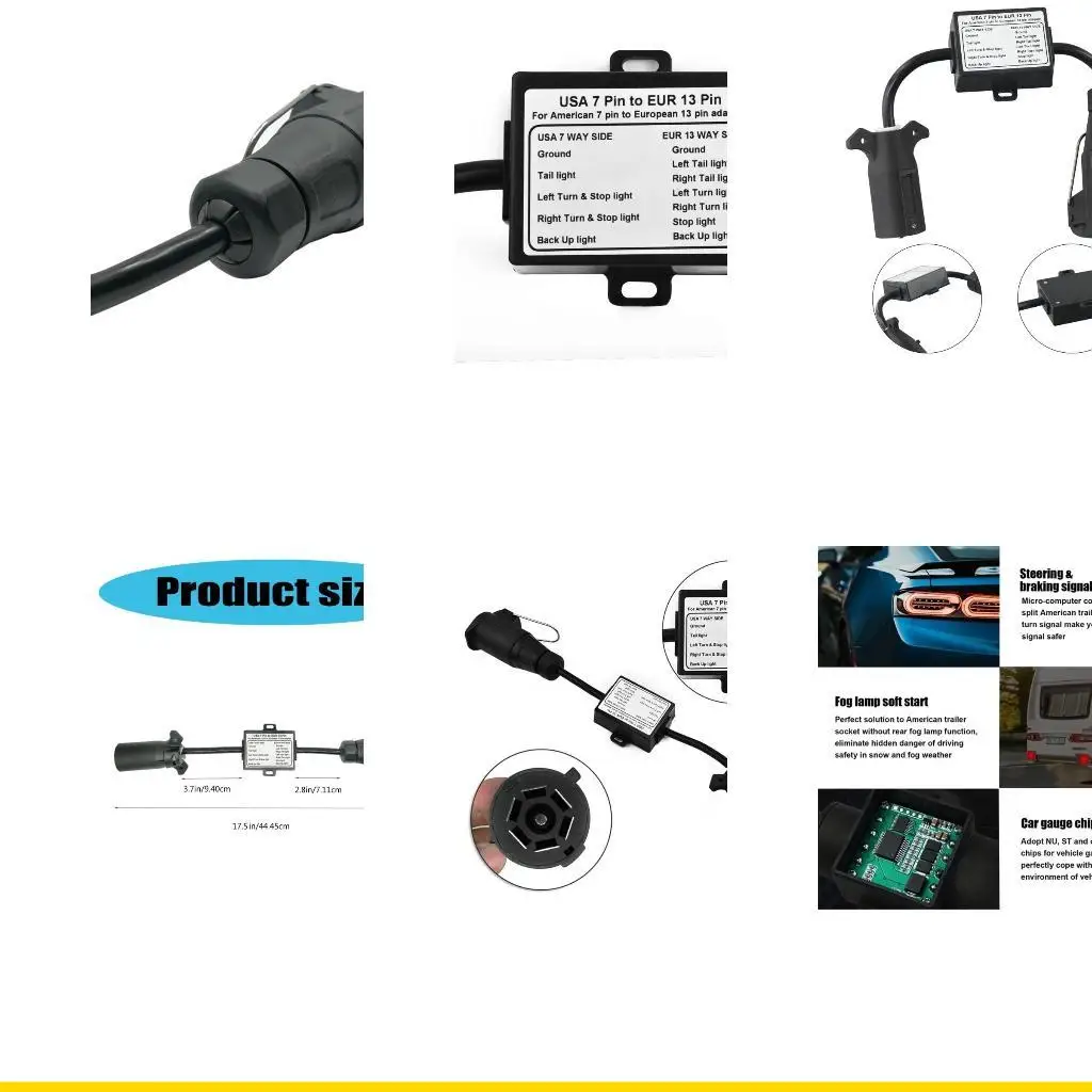 SZCH Lightweight 7 Pin to 13 Pin Adapter Connector for Efficient Trailer & Motorhomes Connectivity Stable Transmission