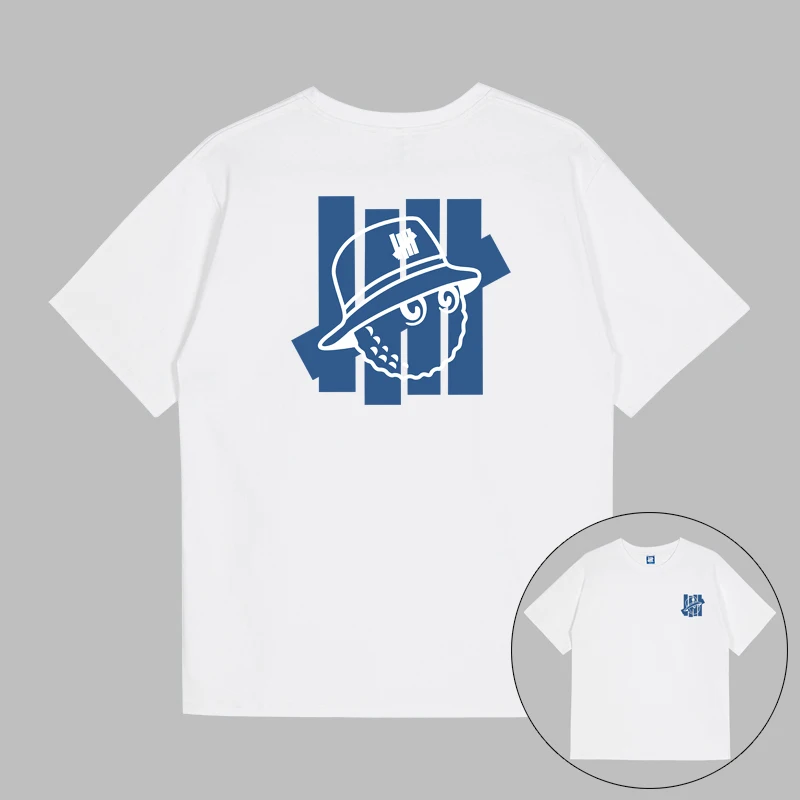 تي شيرت فاخر بأكمام قصيرة للرجال ماركة عصرية مهزوم غير مهزوم خمسة أشرطة من القطن الخالص ملابس فضفاضة برقبة مستديرة للزوجين