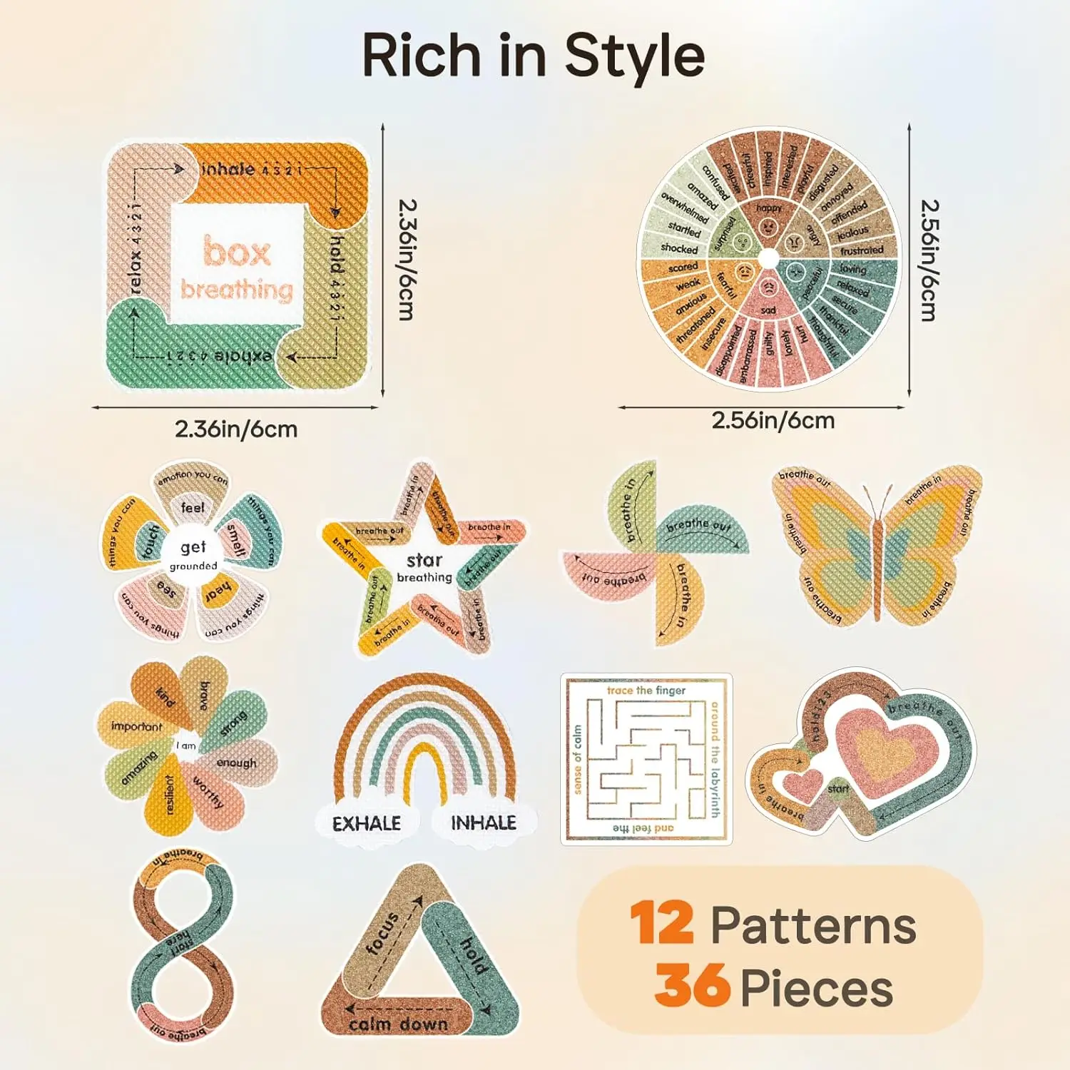 Stress Relief Tactile Stickers for Anxiety Reduction, Water Resistant Calm Stickers for Adults and Kids, Ideal for Relaxation