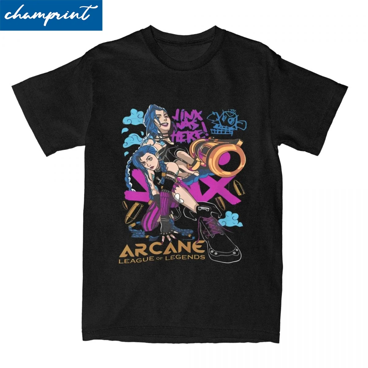 Arcane Jinx BaoBao T Shirt Men Women's Cotton Crazy T-Shirts Crew Neck Tees Short Sleeve Clothing Plus Size