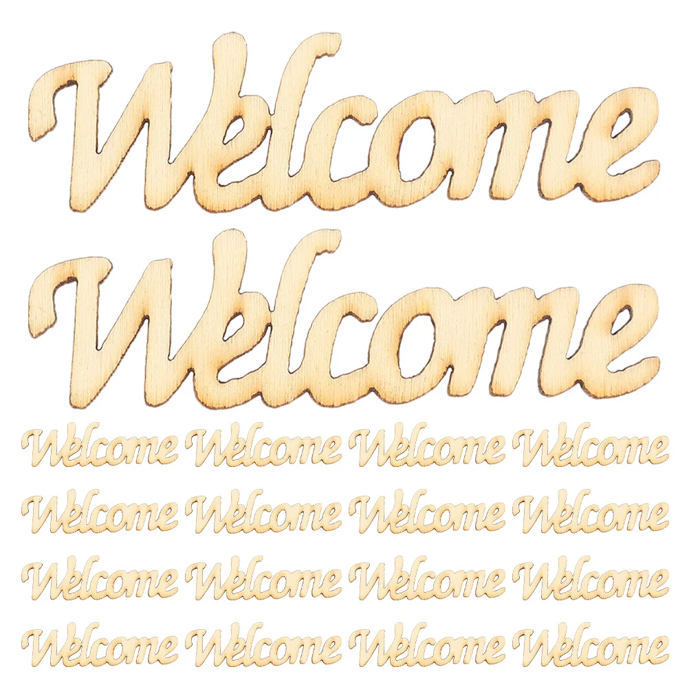 

60pcs Wooden Welcome Cutouts Unfinished Paintable Diy Craft Pieces For Party Wedding Decoration Wood Slice Embellishments