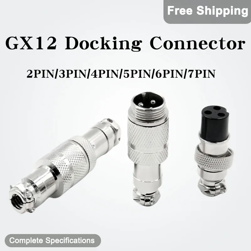 

10 Set GX12 Docking Connector 2/3/4/5/6/7PIN Male Female Docking Wire Cable Circular Aviation Socket Plug Panel Connector