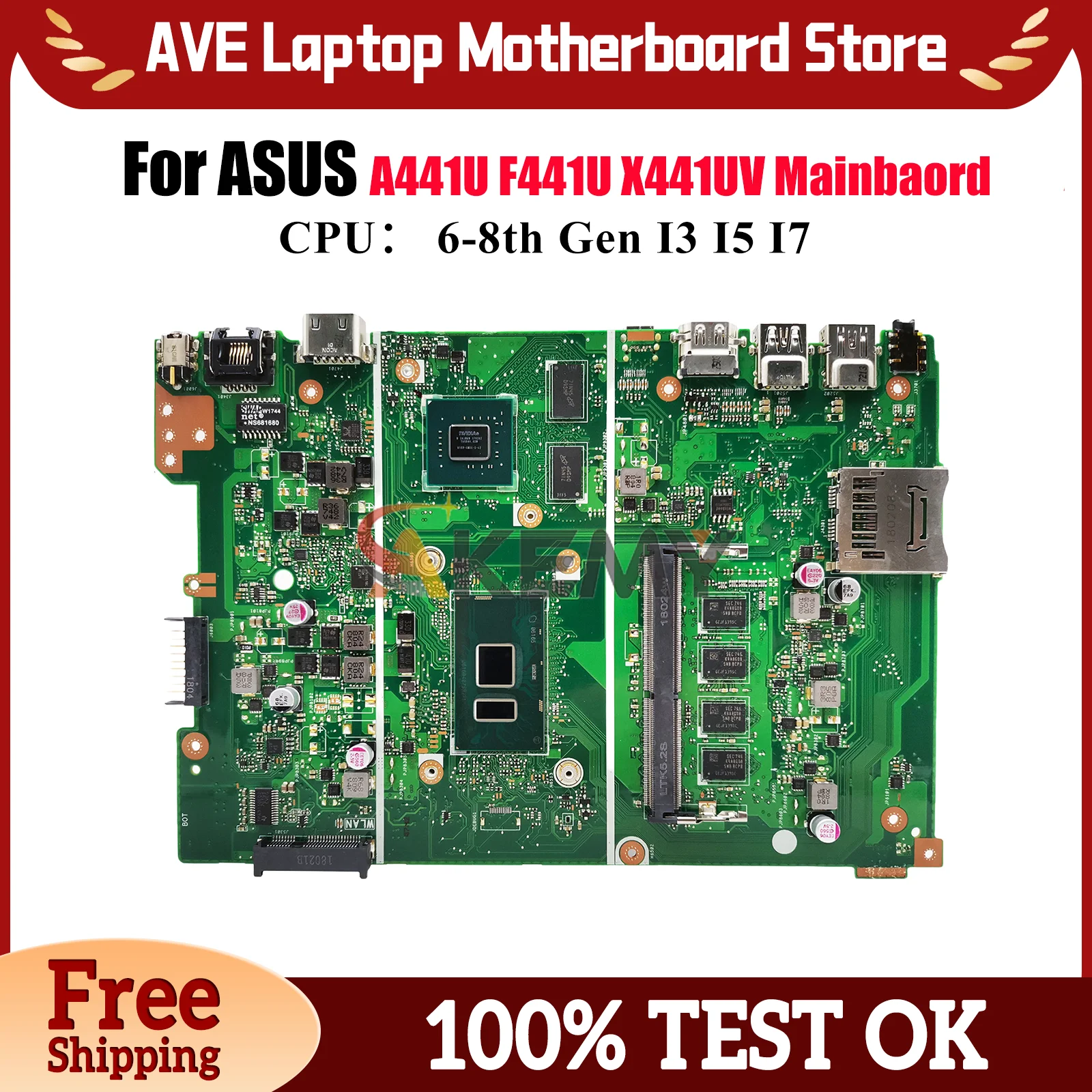 

Материнская плата X441UV для ноутбука ASUS A441U X441U X441URK X441UB F441U X441UAR X441UAK X441UBR X441UVK с процессором I3 I5 I7
