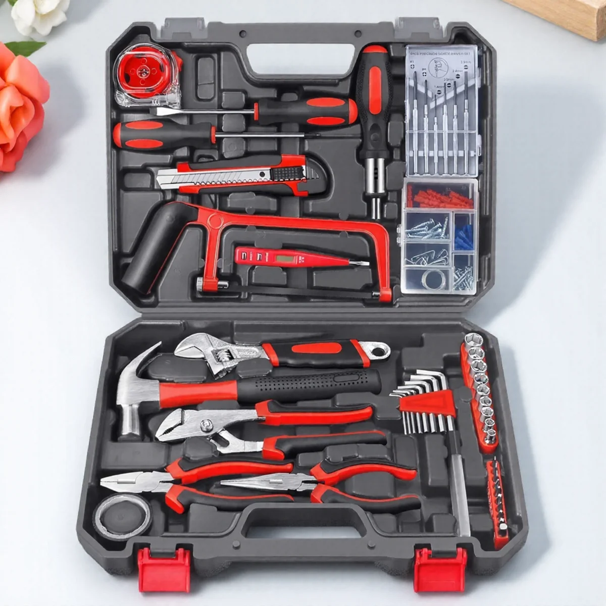 

19/43/108pcs DIY Hand Tool Kit Household Tool Set with Screwdriver Hammer Wrench Pliers Tape Saw for Home Repair