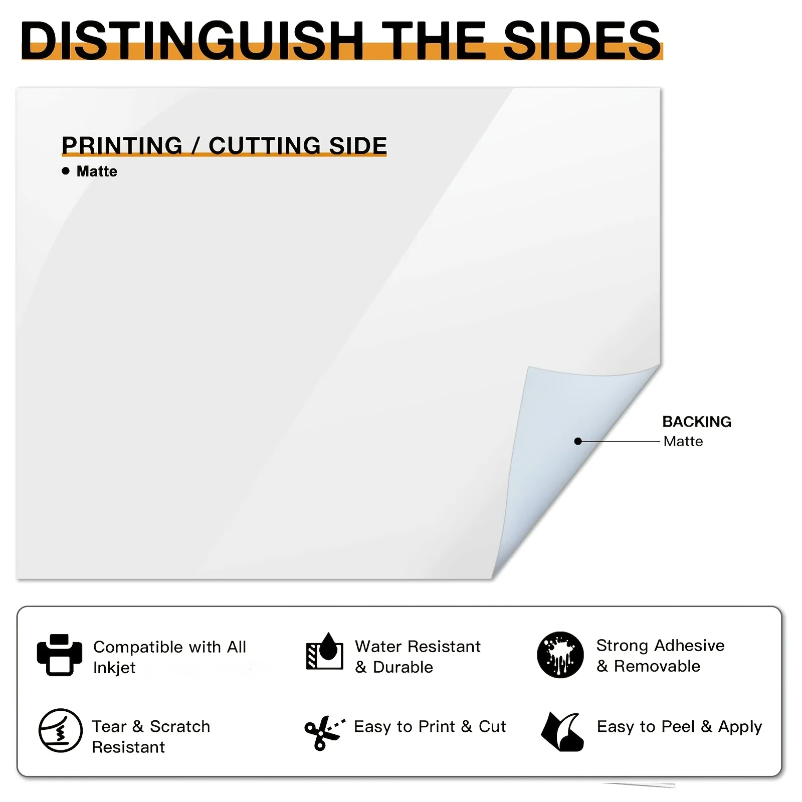 20 peças de base de filme fosco tamanho A4 8,3 × 11,7 polegadas / adesivo de PVC imprimível impressora jato de tinta autoadesiva