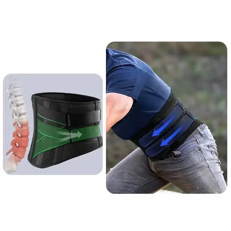 1 قطعة دعامة الظهر لتخفيف آلام أسفل الظهر للرجال والنساء ، دعامة دعم الظهر قابلة للتنفس مع وسادة دعم قطنية ثلاثية الأبعاد للقرص المنفتق