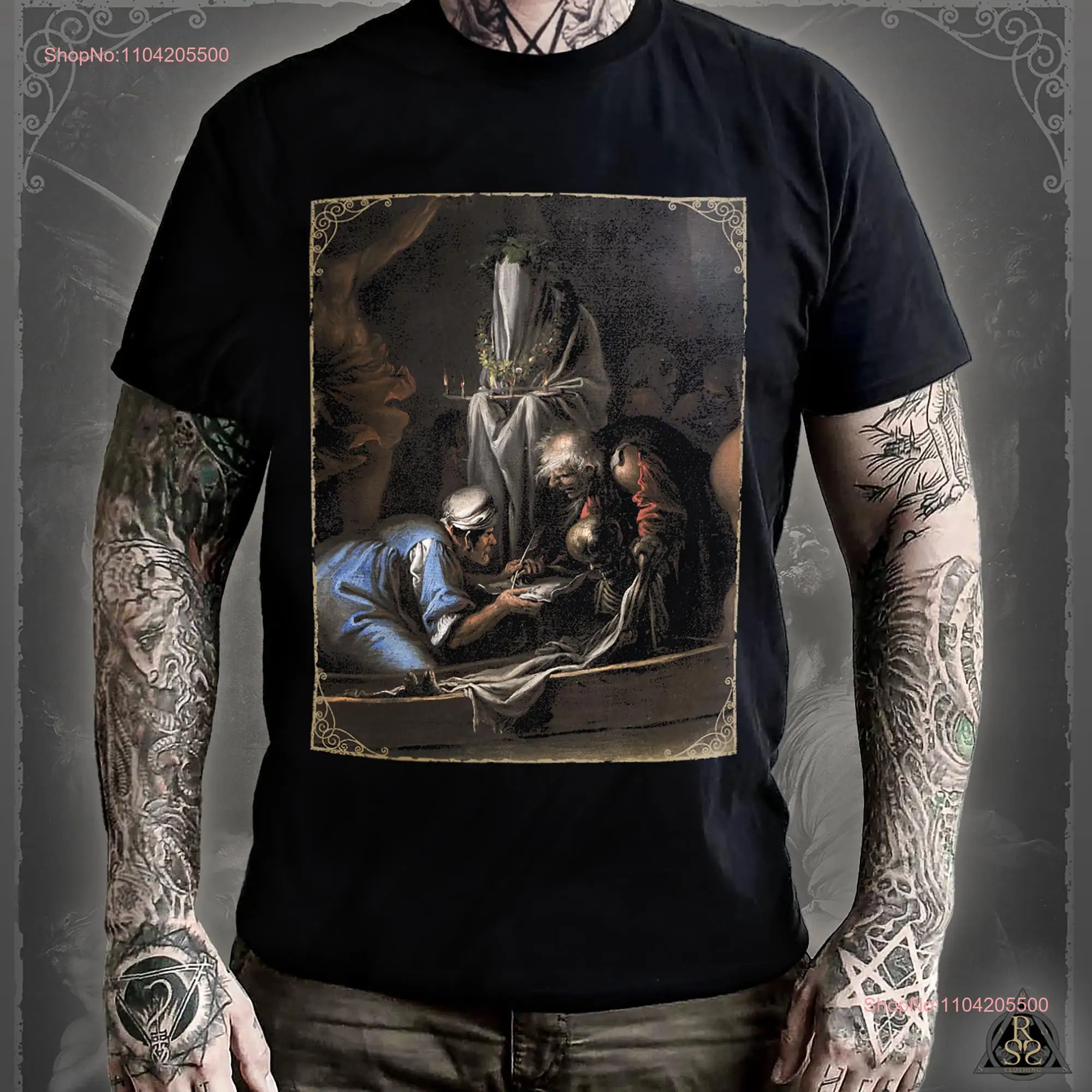 Salvator Rosa T Shirt Witches at their Incantations Classic Baroque Painting Dark Gothic Witchcraft Ritual Occult Clothing