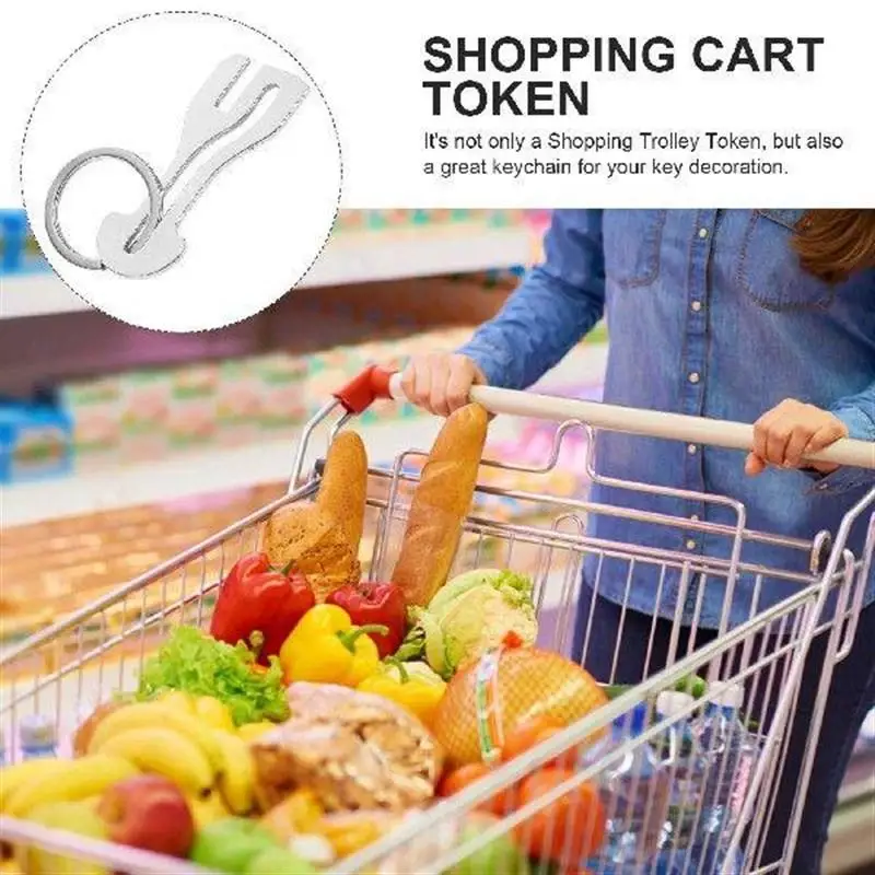 1/4/7Pcs Reusable Stainless Steel Shopping Cart Token, Trolley Token Keychain For Supermarket Removable Release Key Coin Keyrin