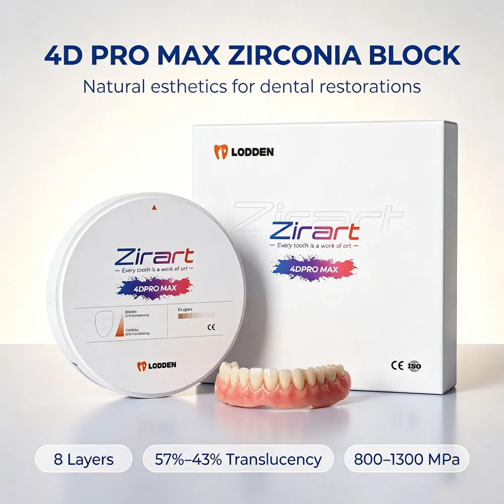 Dental-Zirkonoxid 4D PRO MAX Mehrschichtiger Zirkonoxidblock 98 mm für offene CAD/CAM-Systeme – mehrfarbige Tosoh-Materialien für das Dentallabor